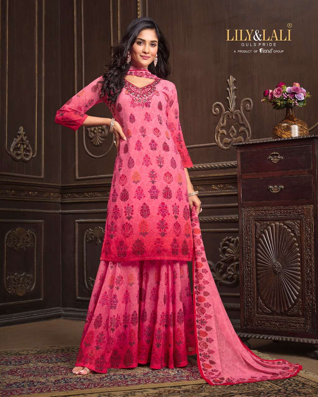 Lily & Lali-Florence-Digital-Print-Handwork-Mirror-Embroidery-Heavy-Georgette-Kurti-Inner-Gharara-Pocket-Dupatta-10033